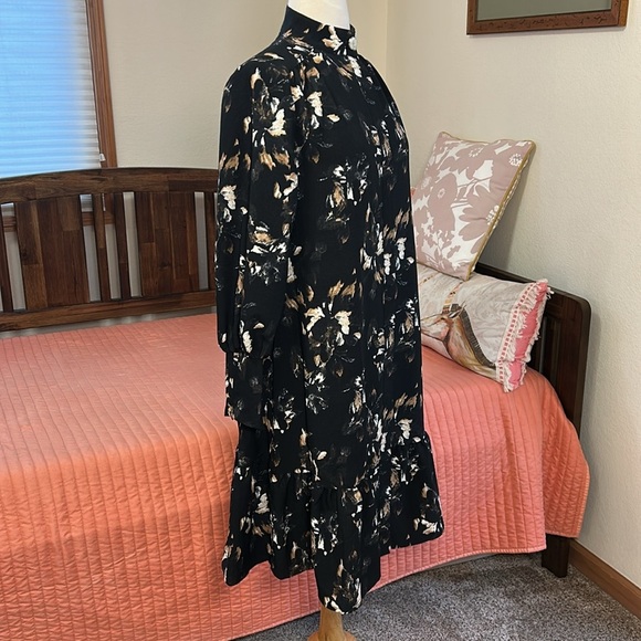 Just Female Robe Asti Bloom Black Floral Long Sleeve Dress size 34/US small - Picture 7 of 16